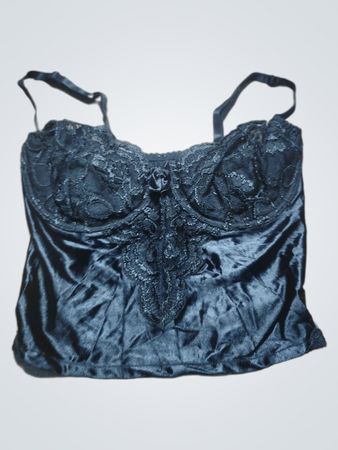 Black Lace Trim Satin Bustier