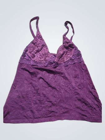Purple Tank Top with Lace Trim