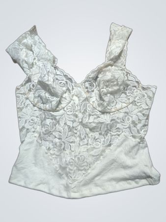 White Lace Trimmed Cami Top