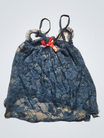 Black Lace Camisole with Red Bow