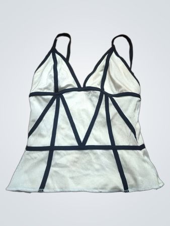 Unbranded White Ribbed Cage Cami Top