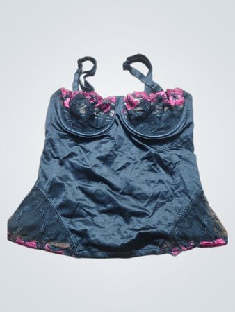 Black Lace Camisole with Pink Accents