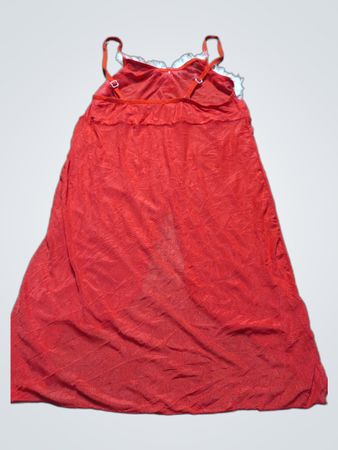 Unbranded Red Faux Fur Trim Babydoll Nightie