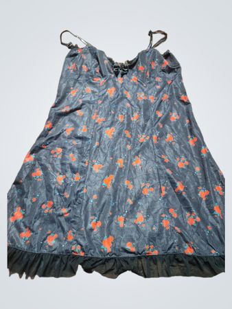 Black Floral Dress with Ruffled Hem