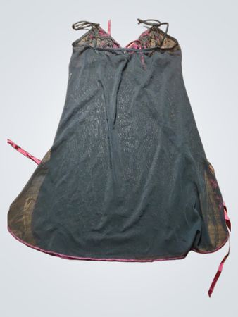 Black Lace Chemise with Pink Ribbon