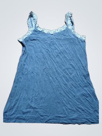 Blue Tank Top with Lace Trim