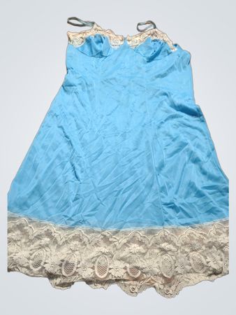 Unbranded Blue Lace Trim Slip Dress