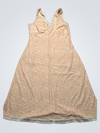 Peach Floral Dress with Lace Hem