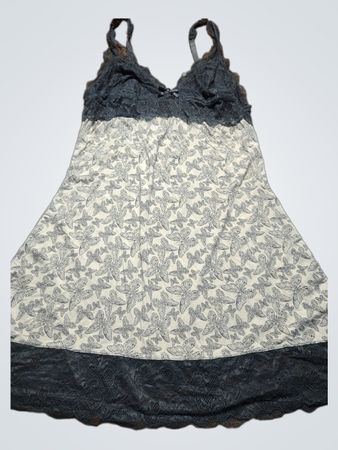 Gray and White Lace Trim Chemise