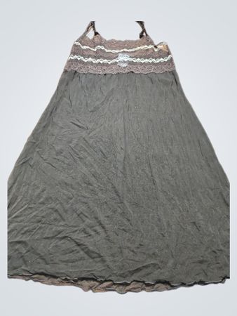 Gray Lace-Trimmed Maxi Dress