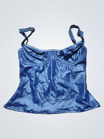 Blue Satin Tank Top