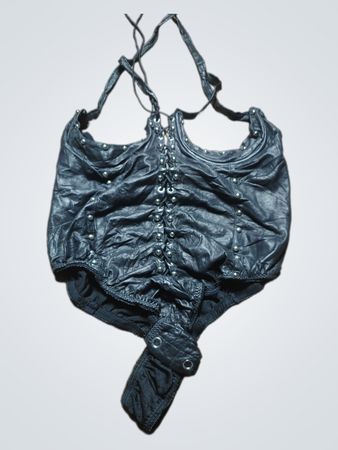 Unbranded Black Leather Bustier Top