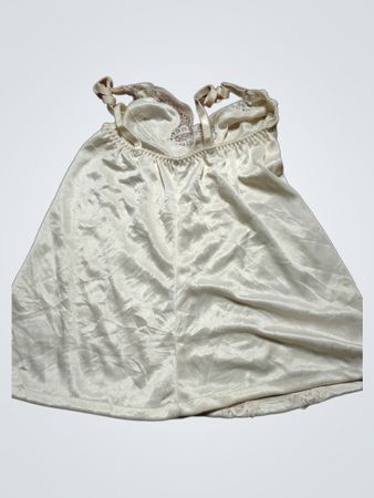 Unbranded White Satin Lace Trim Slip Dress