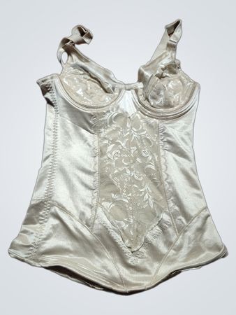 Beige Lace-Trimmed Corset Top