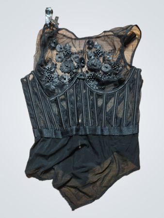 Black Sheer Bodysuit with Lace Details