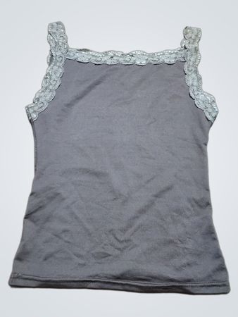 Gray Lace Trim Tank Top