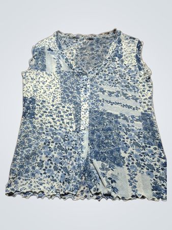Blue Floral Sleeveless Top