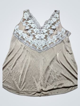 Gray Lace Trim Tank Top