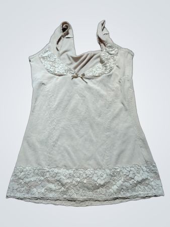 Beige Lace Trim Tank Top