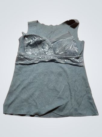 Gray Tank Top with Lace Bra