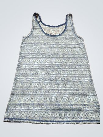 Blue and White Patterned Tank Top
