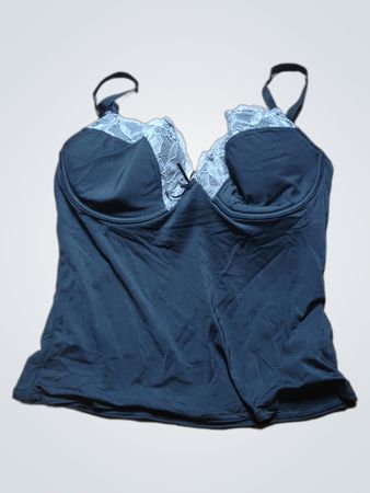 Black Lace Trimmed Bustier Top
