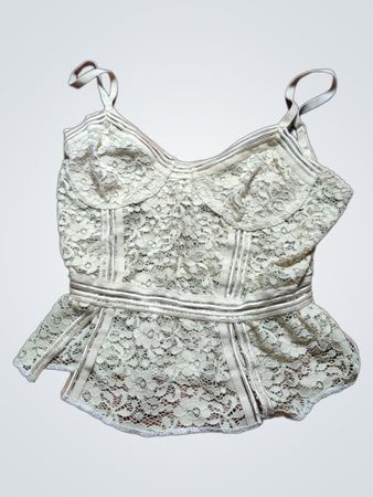 Unbranded Beige Lace Peplum Cami Top