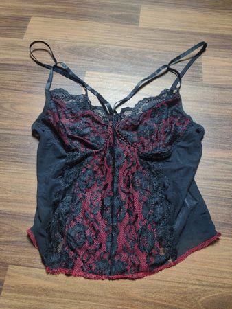 Black Lace Camisole with Red Lining