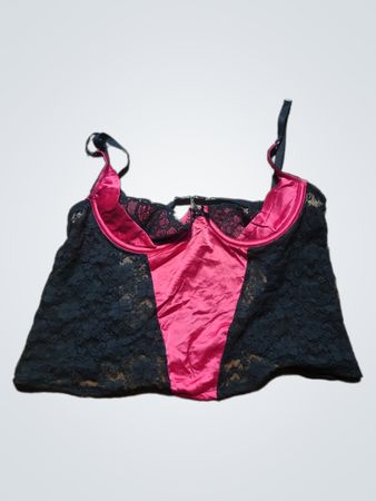 Black and Pink Lace Bra