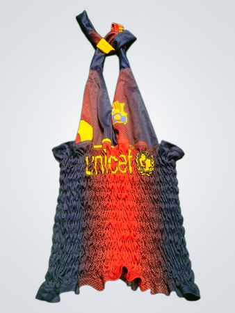 Upcycled FC Barcelona Smocked Halter Top