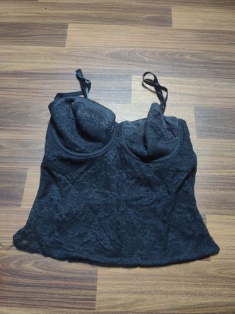 Schwarzes Spitzen-Corsage-Top