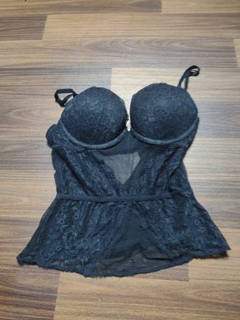 Schwarzes Spitzen-Corsett-Top