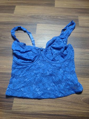 Blaues Spitzen-Corset-Top