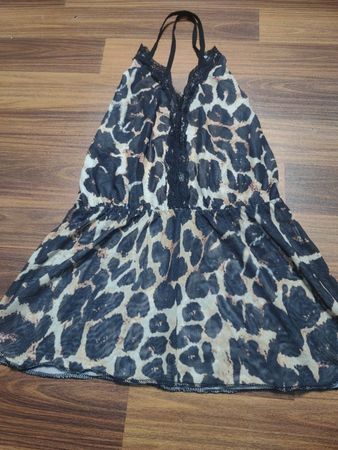 Leopard print lace trim camisole