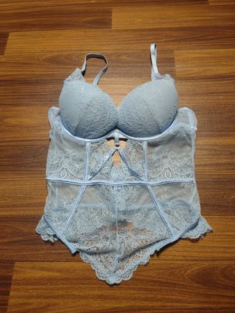 Blauer Spitzen Teddy Bodysuit