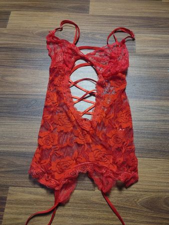 Rote Spitzen-Babydoll-Unterwäsche