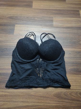 Schwarzes Spitzen-Corsett-Top