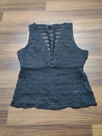 Topshop Schwarzes Spitzen-Ärmelloses Top