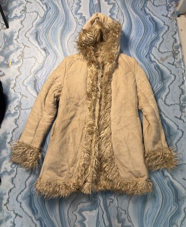 Beige Faux Fur Trim Jacket