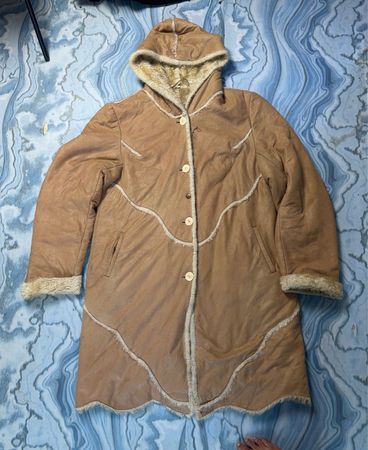 Brown Faux Shearling Lined Hooded Jacket