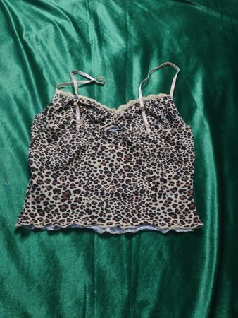 Leopardenmuster-Camisole mit Spitzenbesatz
