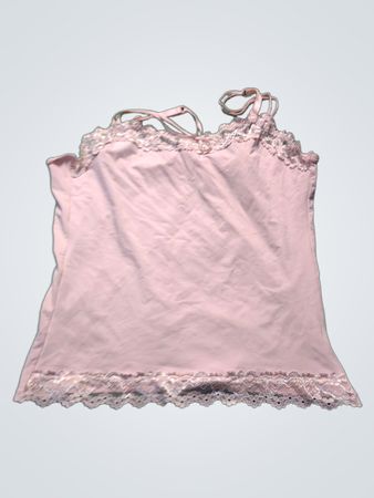 Rosa Spaghettiträgertop mit Spitzenbesatz