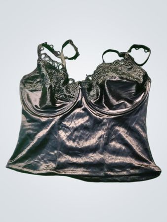 Schwarzes Satin-Corsett mit Spitzenrand