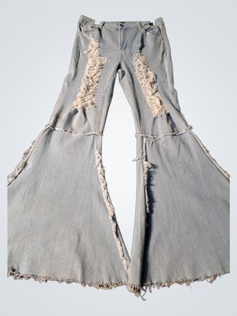 Light Wash Ripped Flare Jeans