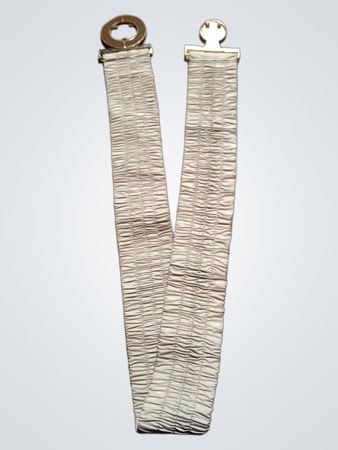 Gray Textured Belt with Metal Buckles