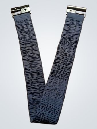 Dark Blue Ruched Belt with Metal Buckles