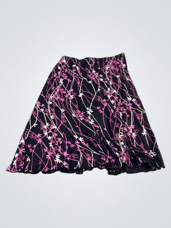 Notations Schwarzer Pink Floral Print A-Linie Rock