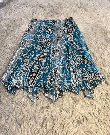 CATO Damen Blauer Paisley-Druck Asymmetrischer Saum Midi-Rock Größe 8