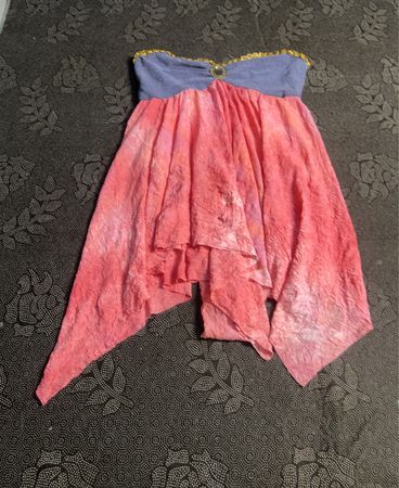 Strapless Pink and Blue Tie-Dye Dress