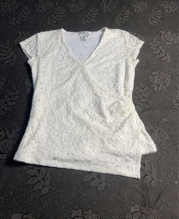 Coldwater Creek White Lace Wrap Top